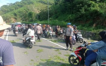 Polsek Lembar Amankan Pemangkasan Pohon Demi Kelancaran Lalu Lintas