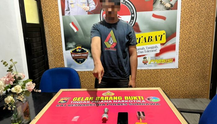 Di duga Pengguna Sabu, Seorang Pria di Empang Berhasil di Ringkus Satresnarkoba Polres Sumbawa