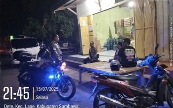 Polsek Lape Gelar Patroli Blue Light dan KRYD, Jaga Keamanan Wilayah Sumbawa