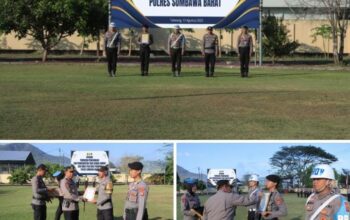 Polres Sumbawa Barat Gelar Upacara PTDH dan Penghargaan Personel Berprestasi