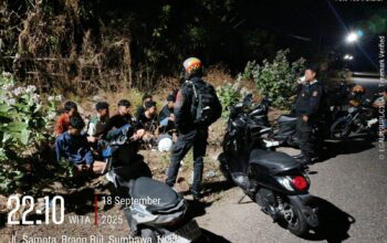 Cegah Balap Liar, Patroli Samapta Polres Sumbawa Amankan Sejumlah Pemuda di Samota