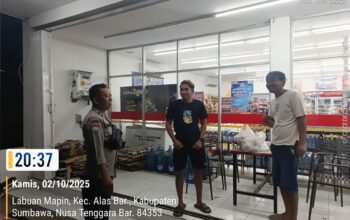 Polsek Alas Barat Gelar Patroli ‘Blue Light’, Antisipasi 3C dan Premanisme