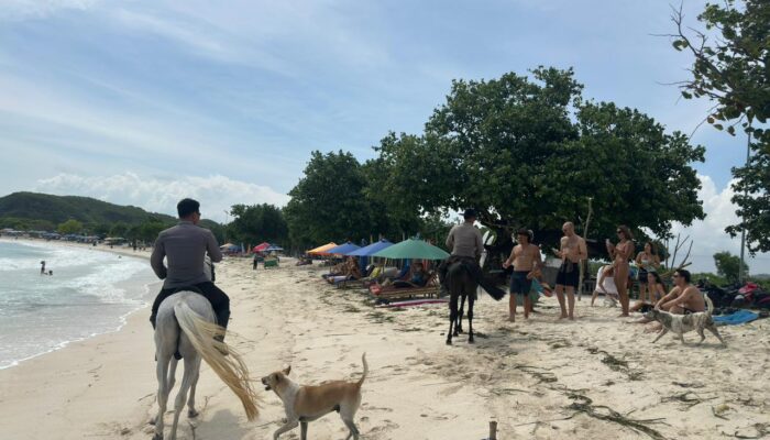 Libur Lebaran, Unit K9 Polda NTB Amankan Kawasan Wisata Pantai Tanjung Aan